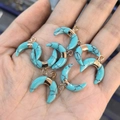 Set of turquoise crescent moon pendants with gold clasps for DIY necklace making - Light Blue Turquoise