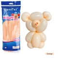 Macaron Orange Modellierballons Set mit 100 langen Ballons und Bären-Display - 100 Stk/Packung / Macaron Orange
