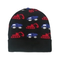 Zwarte gebreide kindermuts met graafmachinepatroon voor warmte in de winter - 50-52CM / Zwart