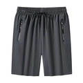 Men's quick-dry sports shorts in dark grey with elastic waist and zipper pockets - M / Gray
