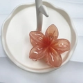 Pinza per capelli a forma di fiore di frangipane arancione traslucido con finitura lucida - 8cm / Rosso Arancio Gelatina