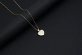 18k gold plated stainless steel heart necklace with white shell and letter L charm - Shell Heart Letter L (With Chain)