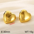 Golden hollow heart earrings 30mm diameter made of polished stainless steel for women - Gold Hollow Heart Earrings (KE112207-K)