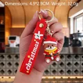 Cute Christmas bear keychain in red Santa outfit with red silicone strap and gold hook - Christmas Bear-5