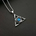 Collar hip-hop de acero inoxidable con colgante de triángulo, ojo del diablo azul y cadena - Colgante Individual Color Plata