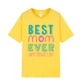 T-shirt jaune pour la fête des mères avec imprimé Best Mom Ever et coupe décontractée - XS / Hauts / Jaune
