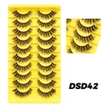 10 pairs of dense curly false eyelashes DSD42 on a yellow tray for a natural makeup look - DSD42 (Yellow)