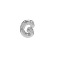 Polished silver letter G bubble pendant in brass metal finish on white background - Letter G Pendant / White Gold