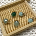 Faceted natural tiger eye and green gemstone oval pendants with gold plated bail hooks - Green Aventurine