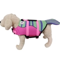 Pink and green dog life jacket with cute fish tail and durable safety buckles - Eyes Fish Pink