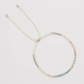 Bohemian handmade beaded bracelet with turquoise and gold beads and adjustable cord - Turquoise Rose Gold White Beads (MI-B220140K)