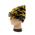 Bluetooth LED knitted beanie in yellow green camo finish with integrated music player - 6-LED Bluetooth Style / Camo Yellow
