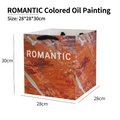 Square gift bag with artistic oil painting pattern and ROMANTIC text 28x28x30cm - ROMANTIC Oil Painting 28*28*30