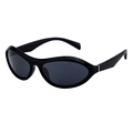Sportliche schwarze Sonnenbrille mit grauen Gläsern und dezenten Goldakzenten am Bügel - Grau