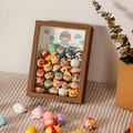 Light wood frame display box filled with cute Crayon Shin-chan and Pokemon toy figures - Walnut / 3cm / 5x7 inches (12.7x17.8cm)
