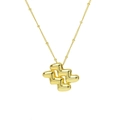 Golden Aquarius zodiac bubble pendant necklace made of polished metal on white background - Aquarius