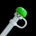 Green mushroom straw cover with smile face for Stanley cups dust protection - Polka Dot Mushroom-Green / 10mm