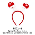 Christmas spring headband featuring red velvet gloves with white snowflake patterns - TK02-1 (Spring Headband Series: Mittens)