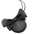 Cappellino fascinator vintage nero fatto a mano con fiocco e dettaglio in rete - Nero