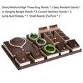 Deep brown and beige jewelry display set featuring rings, necklaces and bracelet stands - Set 3