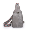 Bolso de pecho de lona gris para mujer con correa de hombro con patrón geométrico de colores - Lona / Gris