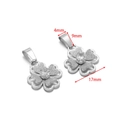 Polished silver stainless steel clover pendant with sparkling cubic zirconia crystals - 17mm Hollow Double Clover Zirconia Pendant / Steel
