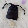 Elegant black satin drawstring gift bag with smooth silk texture for cosmetic storage - 15.5*11.5 / Black