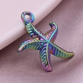 Primer plano del colgante de estrella de mar de acero 304 con reflejos de arco iris - Arco iris