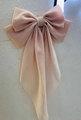 Oversized champagne pink bow hair clip with long streaming ribbons in soft matte chiffon - Chiffon Pink