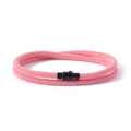 Pink double-loop braided rope bracelet with black magnetic clasp for couples - Pink