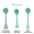 Light green 3-piece silicone facial cleansing brush and mask applicator tool set - Spatula + Facial Brush / All Green