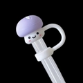 Purple mushroom straw cover cap with cute face for Stanley cups and reusable straws - Mushroom-Purple / 10mm