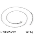 Polished silver flat snake chain necklace with lobster clasp, 2.5mm width and 50cm length - 2.5mm Steel Color Necklace 50cm (KN231712-Z)