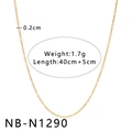 Golden multi-layer beaded chain stainless steel necklace for women, 40cm plus 5cm length - Golden Thin Necklace Style (NB-N1290)