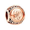 Rose gold circular charm bead with star cutouts and profile silhouette design - Virgo / Rose Gold