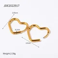 Minimalist golden heart earrings in geometry design with 1.83x2.0cm dimensions - Heart Shape (JDE2022917)