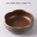 Ceramic petal-shaped hydroponic bowl in vintage blue-grey glaze, size 20cm x 7cm - DY Five-Petal Flower Hydroponic Pot-003