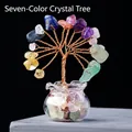 Handcrafted seven-color natural crystal tree in a glass base with copper wire - 18 Crystals 7 Chakra (Mini Fish Tank)