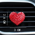 Red heart-shaped rhinestone car vent decoration clip for interior styling, 2.6x3 cm - Red Hearts