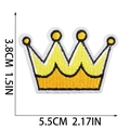 Dettaglio della toppa ricamata corona gialla con misura precisa della larghezza 5,5cm - Stile corona (X15SD-078-23)