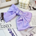 Elegant purple satin oversized bow hair clip with a luxurious silk-like finish - Purple (Spring Clip)