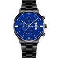 Men's business sport quartz watch with black metal band and striking blue dial - Black Band Blue Dial (4)