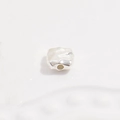 Macro view of vintage irregular S925 silver square bead with hammered texture and hole - Small 6mm / Silver