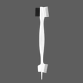 Double-ended white eyebrow brush and comb tool with black bristles and pointed tail tip - 5-Head Style Edge Brush White