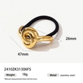 Detailansicht eines goldenen Edelstahl-Knotenhaargummis mit Maßen 47mm x 26mm - Knoten-Design (2410ZK31306FS)