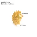 Detailed view of gold shell ring with measurements 32.35mm showing 7.25g weight details - Adjustable Open / J205-Gold Radial Shell Pattern