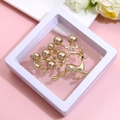 Golden reindeer antler brooch with pearls and rhinestones in a white gift box - XZ016-Gold Antler-Boxed