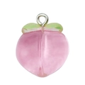 Roze perzik hanger van hars met groene bladeren voor DIY sieraden maken accessoires - Roze Lichtgevende Perzik (19702)