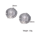 Dettagli dimensioni orecchini in acciaio argento con perla, misura 24x23mm, peso 6,9g - Color Acciaio