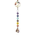 Handmade Tree of Life 7 chakra healing natural stone hanging ornament with tassel - Round Bead - Gold Wire Tree of Life